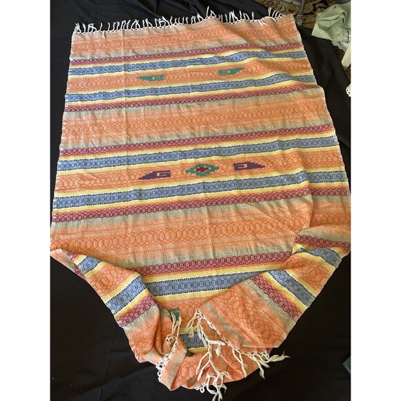 Vintage Native American Blanket Or Rug  Orange - Picture 1 of 3